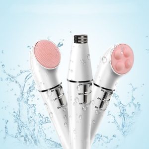 جهاز تنظيف البشرة Rozia FaceSpa 3 في 1 مع رؤوس سيليكون للتدليك والتنظيف والإزالة