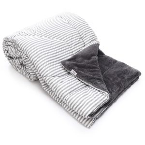 بطانية شتوي فرو دبل فيس Gray Striped 220×235 سم