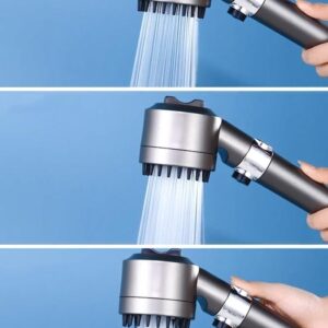 دش تربو وتدليك 2 في 1 برأس بلاستيكي مقاوم مع سماعة دش بمروحة