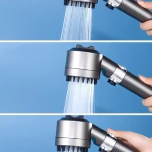 دش تربو وتدليك 2 في 1 برأس بلاستيكي مقاوم مع سماعة دش بمروحة