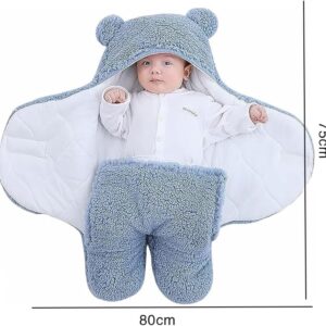 بورت بيبي حديث الولادة لبني فرو ناعم بأرجل وغطاء رأس دب للأطفال حتى سنتين.