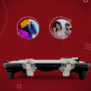 دراع PubG Gamepad 5 في 1 باللون الأسود، مع 2 تريجر و 2 كنترولر، للموبايلات من 4.5 إلى 6.5 بوصة.