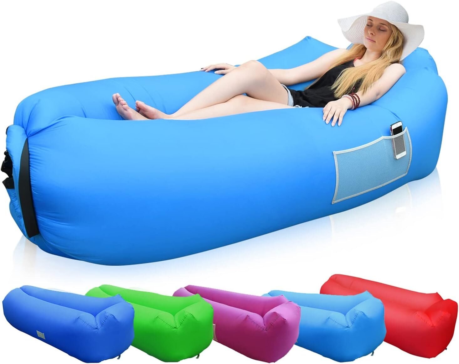 بين باج هوائي متعدد الألوان (للاستجمام والرحلات) – ينفخ بدون مضخة ويتحمل 180 كجم - الصورة 4