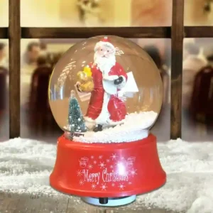 بلورة بابا نويل المضيئة، بتملى أصوات وفيها فل شبه التلج، مصنوعة من بلاستيك عالي الجودة ضد الكسر.