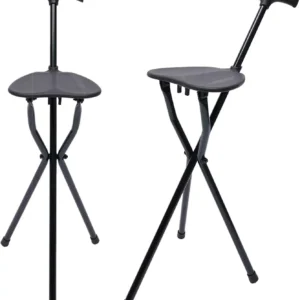 عرض 2 قطعة كرسي وعكاز متطور 3 في 1، قابل للطي، تصميم ثلاثي القوائم، مناسب لكبار السن.