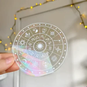 استيكر اضاءات الشمس قوس قزح على النافذة، يعكس ألوان قوس قزح على الحائط.