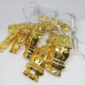 فرع نور رمضان نحاس شكل فانوس إضاءة ليد زينة