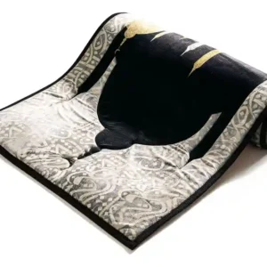 مصلية مبطنة مانعة للانزلاق كبيرة بتصميم إسلامي ذهبي ورمادي