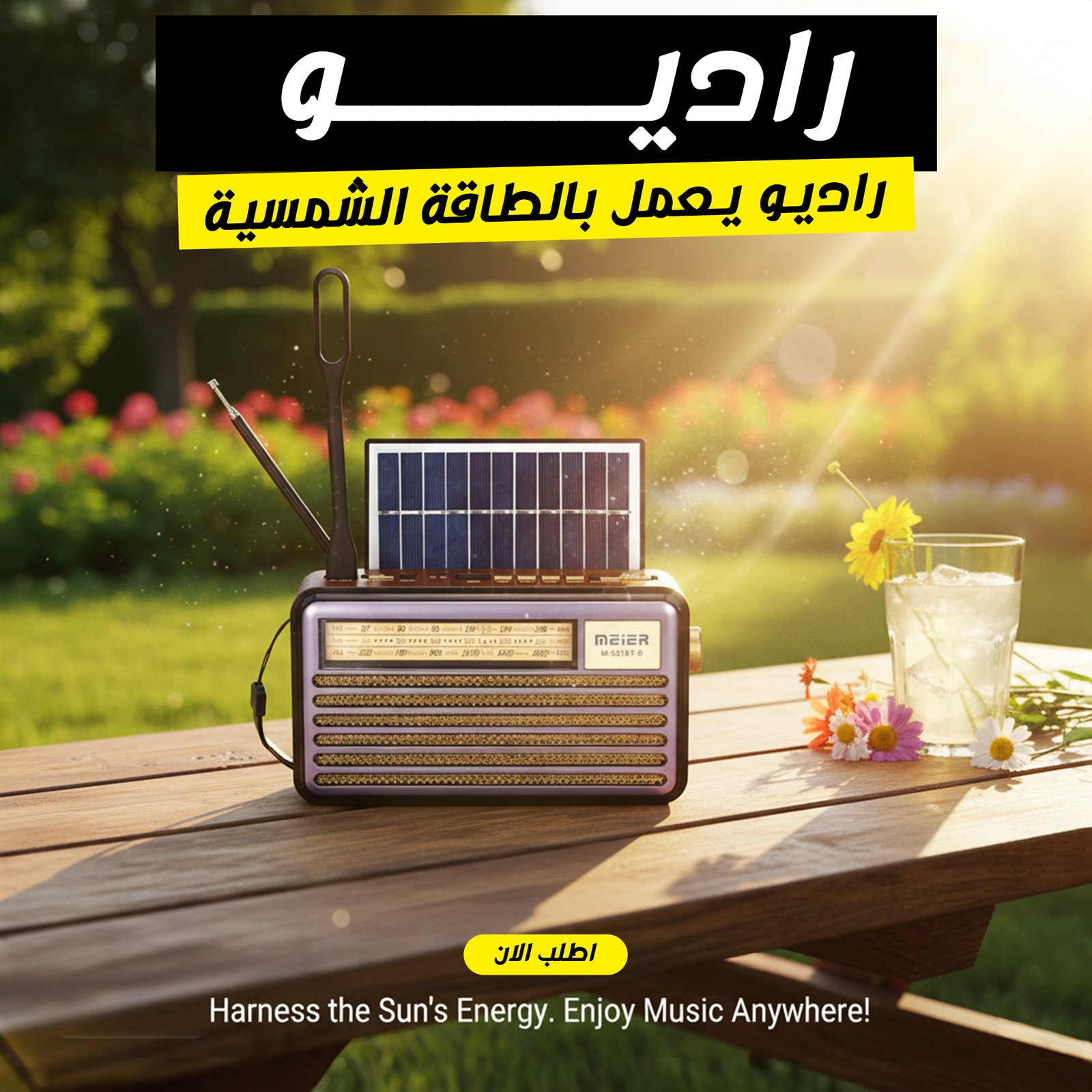 راديو بالطاقة الشمسية وبلوتوث كلاسيكي M-521BT-S