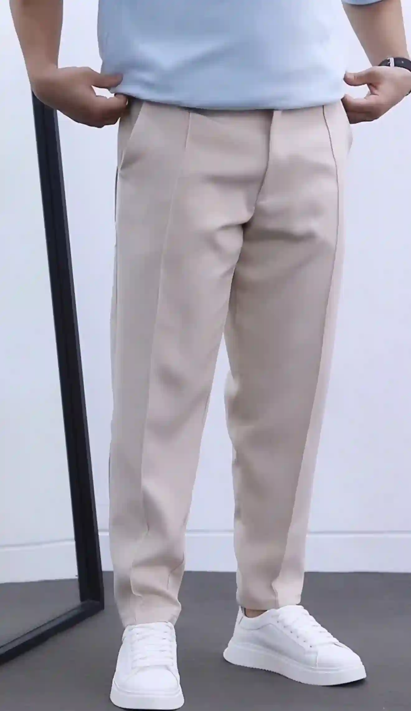 بنطلون-سوفت-كلاسيك-بيج-أمامي بنطلون سوفت كلاسيك قصة تركي لون بيج