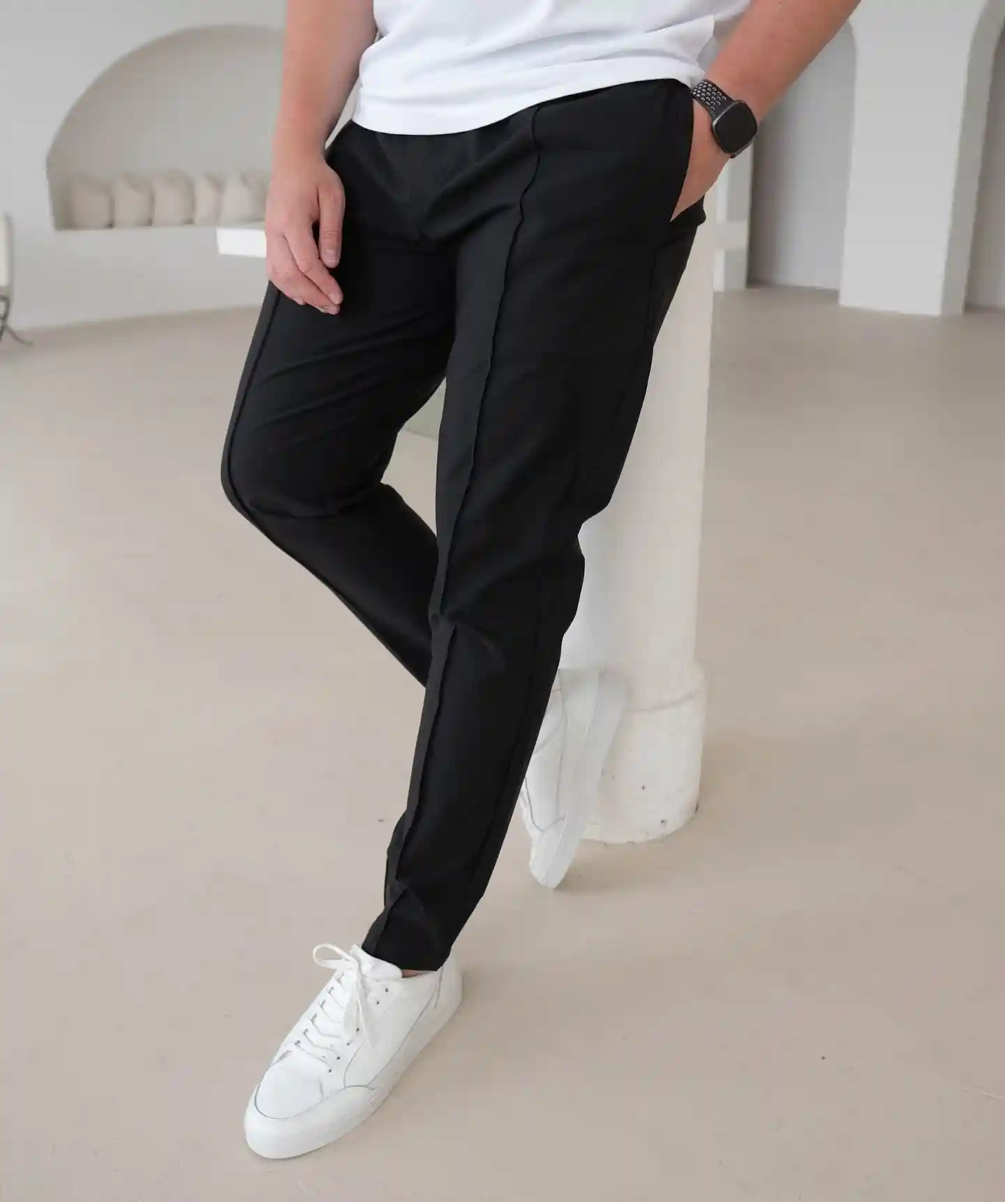 بنطلون-سوفت-كلاسيك-أسود-أمامي بنطلون سوفت كلاسيك قصة تركي لون أسود