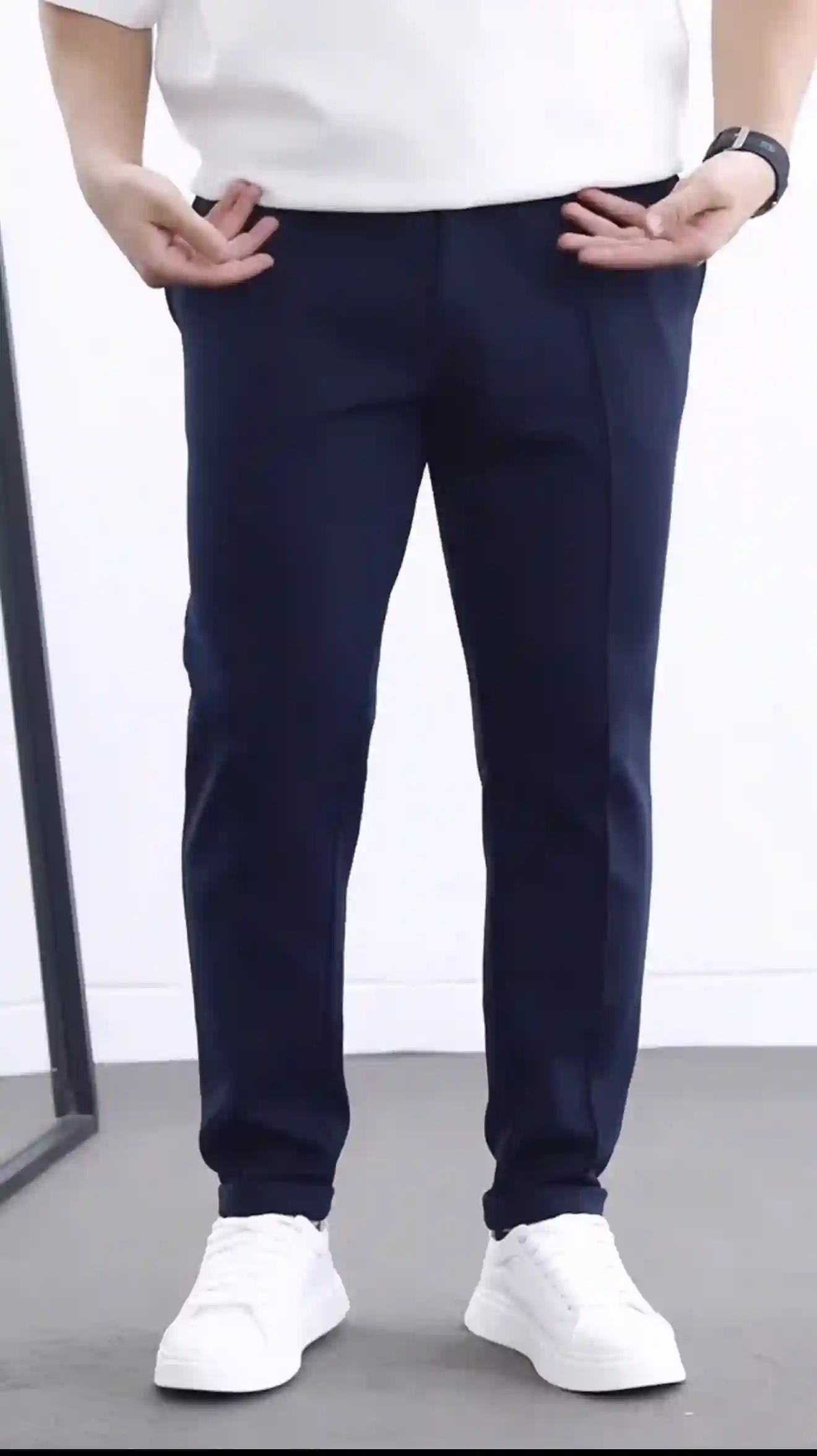 بنطلون-سوفت-كلاسيك-كحلي-كامل بنطلون سوفت كلاسيك كحلي إطلالة كاملة