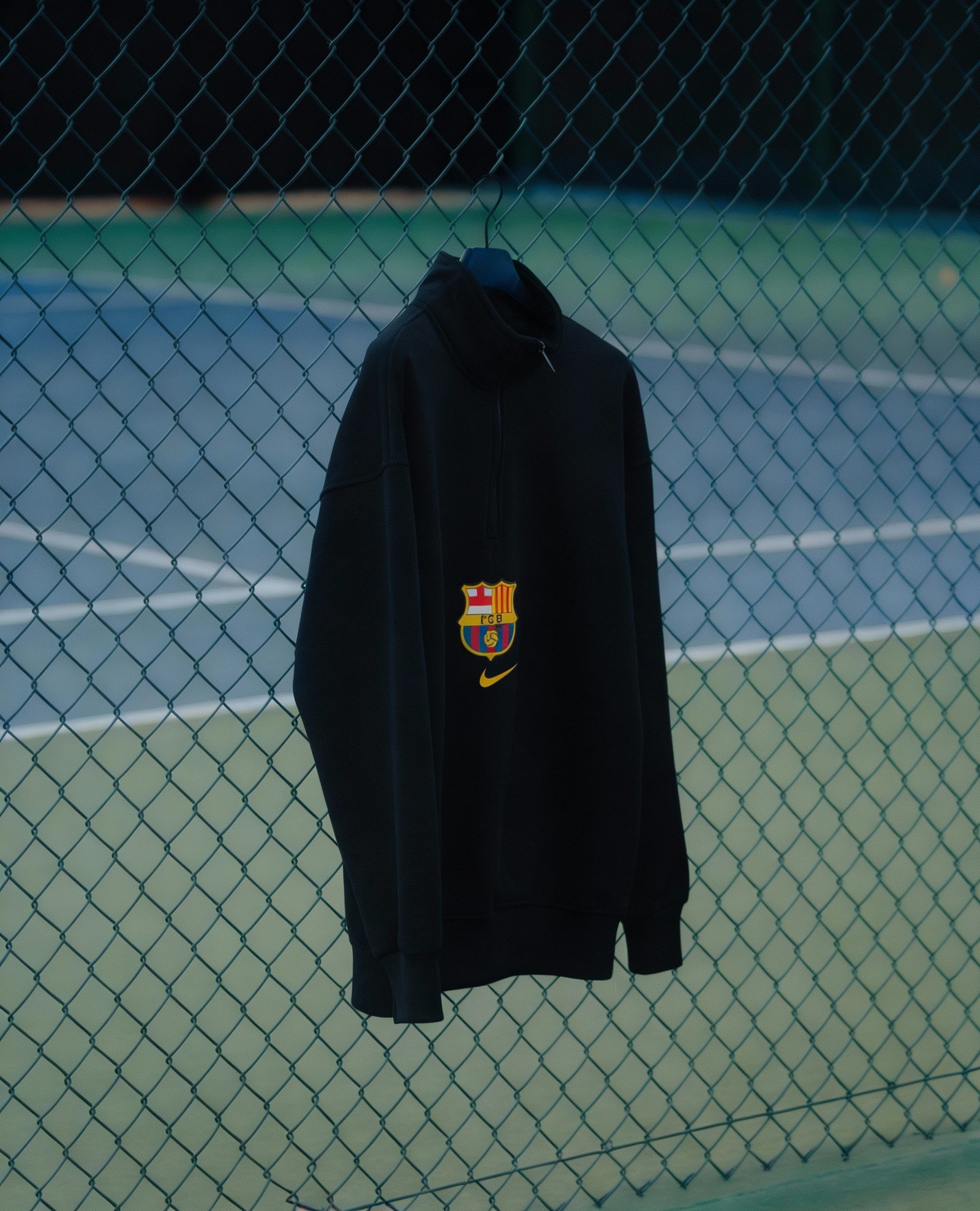 fcb barcelona quarter zip sweatshirt black fence
