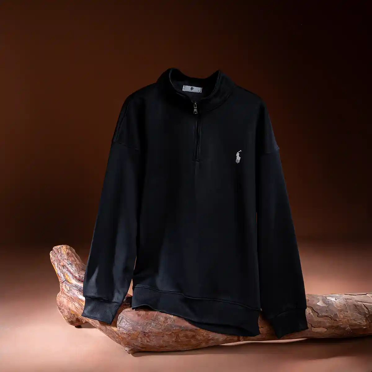 سويت-شيرت-ربع-سوستة-أسود سويت شيرت quarter zipper أسود بولو