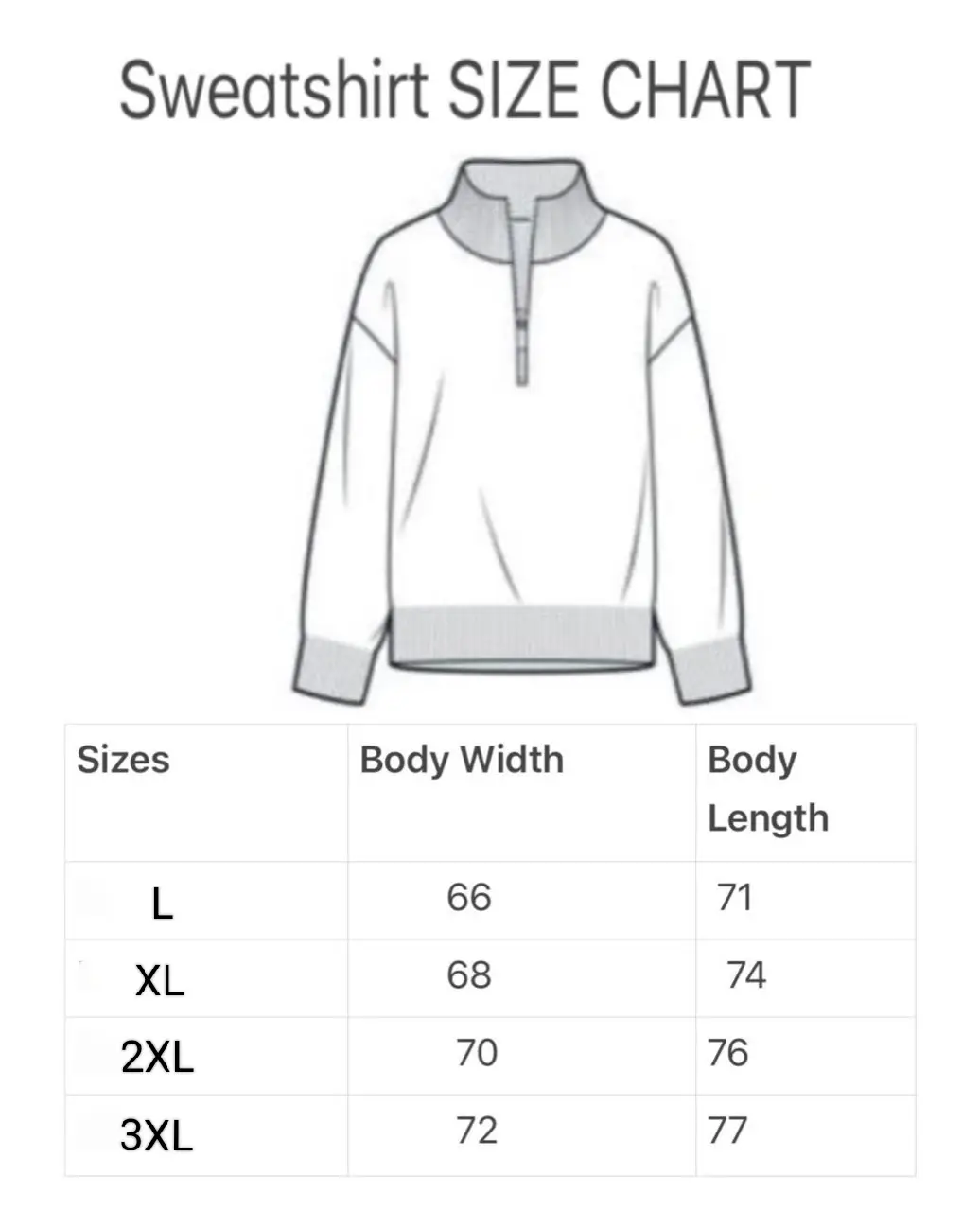 جدول-مقاسات-سويت-شيرت جدول مقاسات سويت شيرت quarter zipper