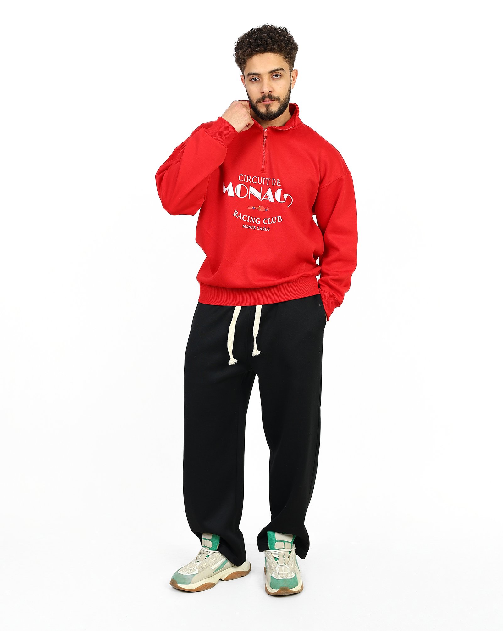 سويت-شيرت-أحمر-أمامي سويت شيرت quarter zipper أحمر أمامي