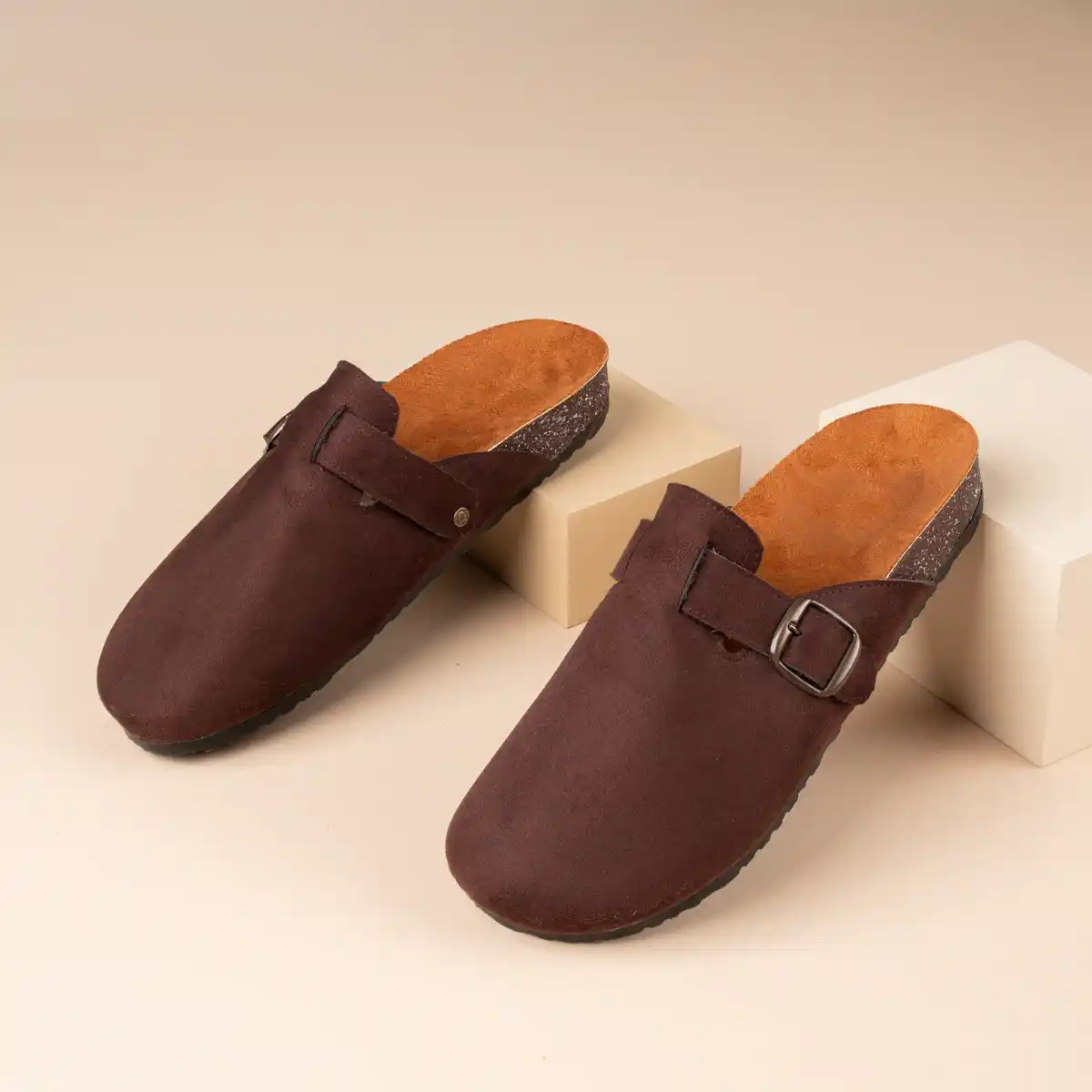 سليبر-بني-فخم حذاء بني شمواه طبي للرجال