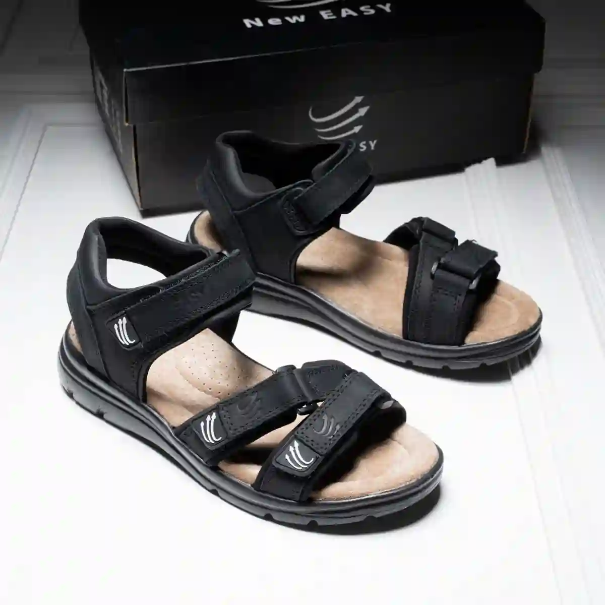 mens medical leather sandal 141 black