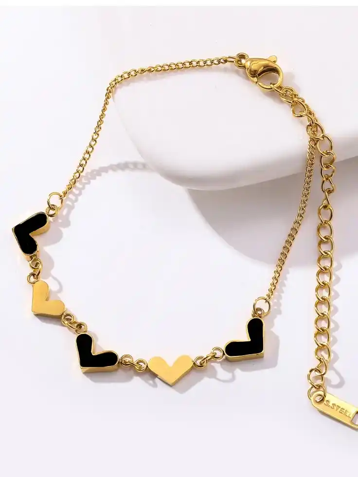 تفاصيل انسيال قلوب صدف FO31 الأسود المقاوم للصدأ