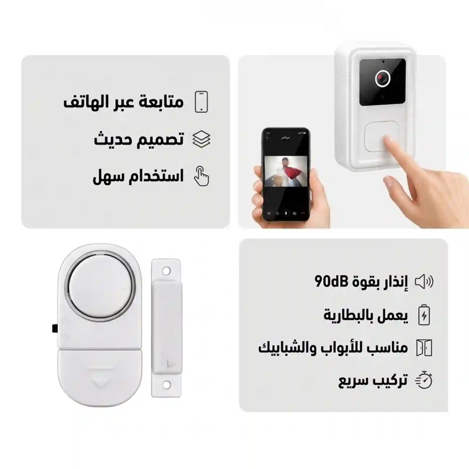 مراقبة الزوار وإنذار فتح الباب لاسلكياً
