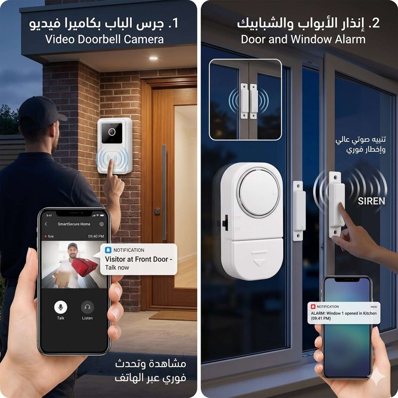 smart doorbell camera alarm action