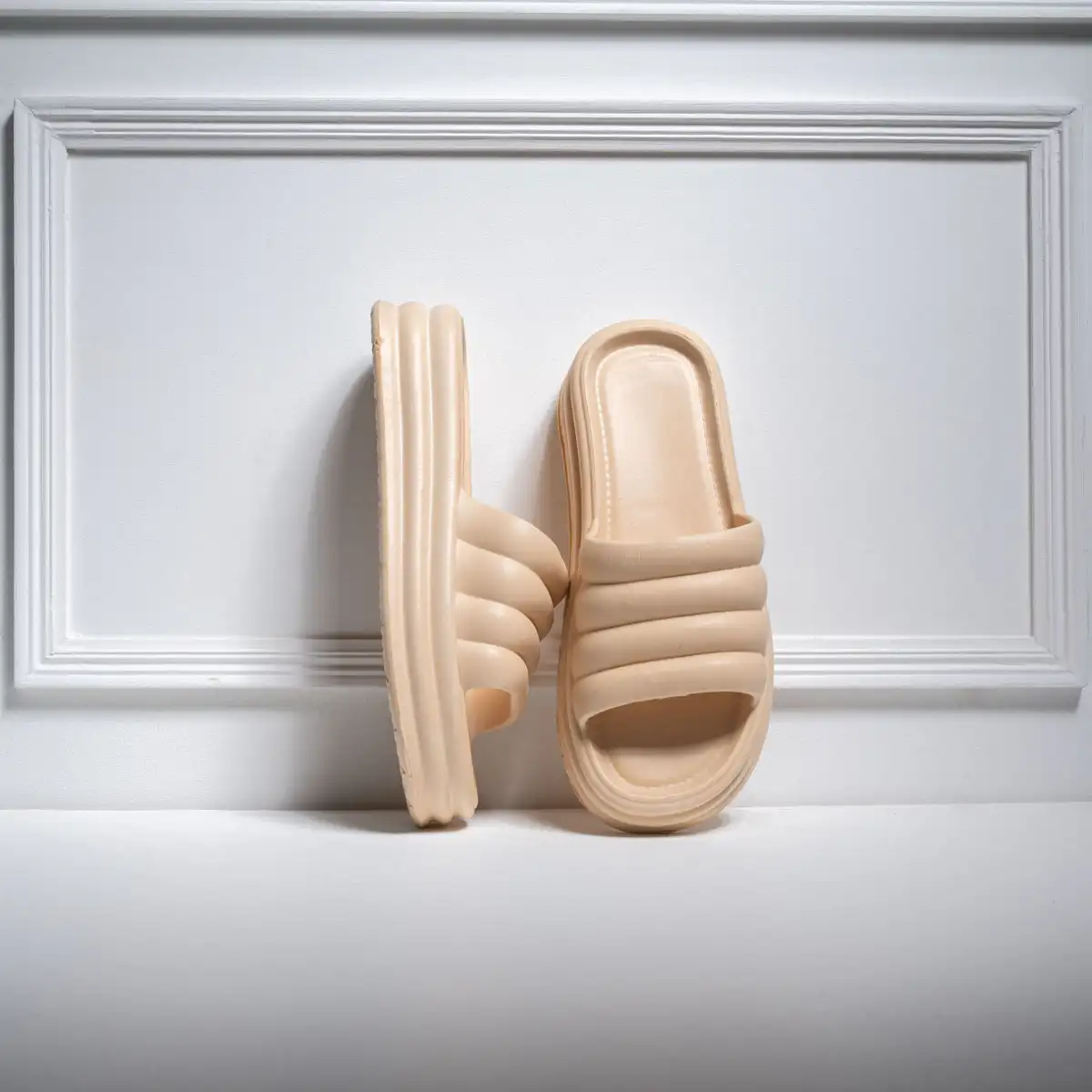 eva11 platform slippers beige