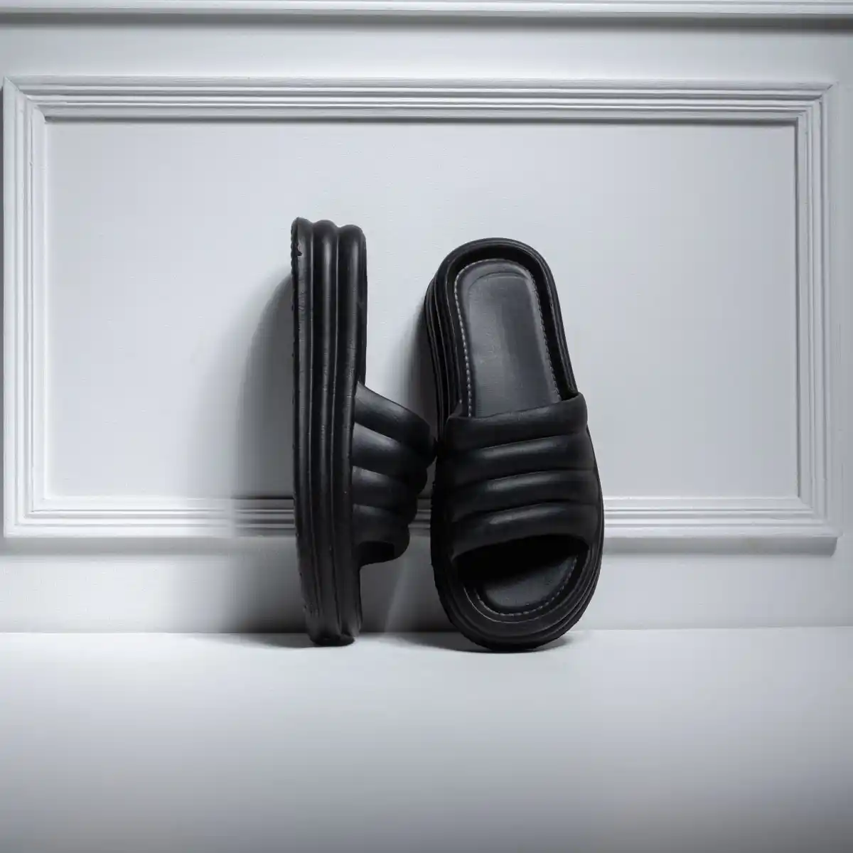 eva11 platform slippers black