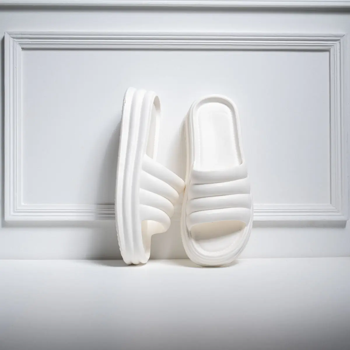 eva11 platform slippers white