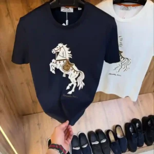 mens oversized horse print tshirt white black